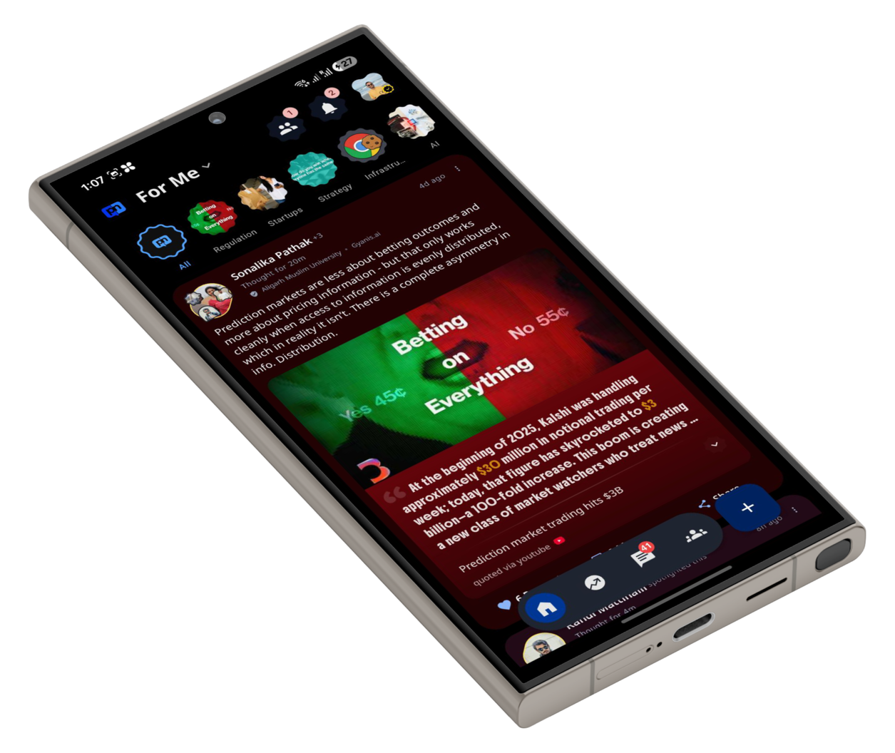 Philonet trending feed on a real device